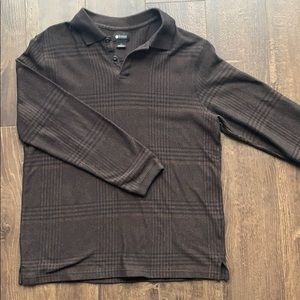 Haggar Clothing Brown Polo Long Sleeve Shirt